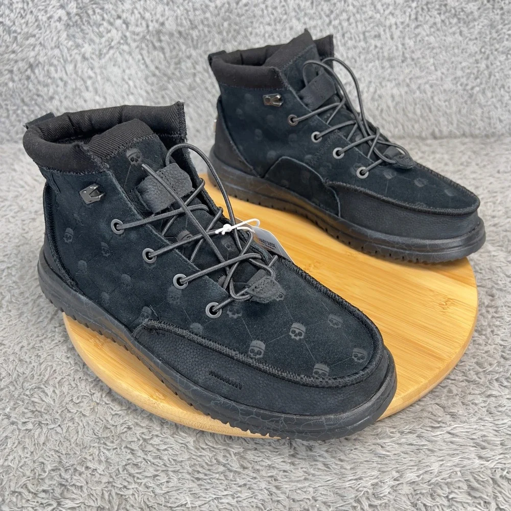 Hey Dude Jelly Roll Bradley Suede High Top Boots Men 9 Black Skull 45334-0PH NWT